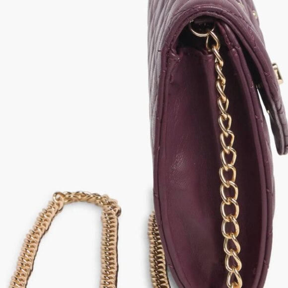 Badgley Mischka Diamond Quilted Purple Crossbody Bag with Gold Chain Strap NWT - Picture 4 of 15